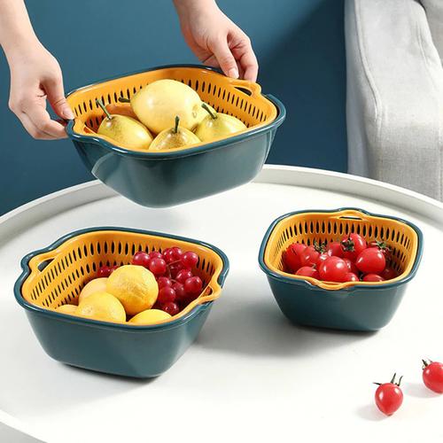 Small Kitchen Double Drain Basket with Handles