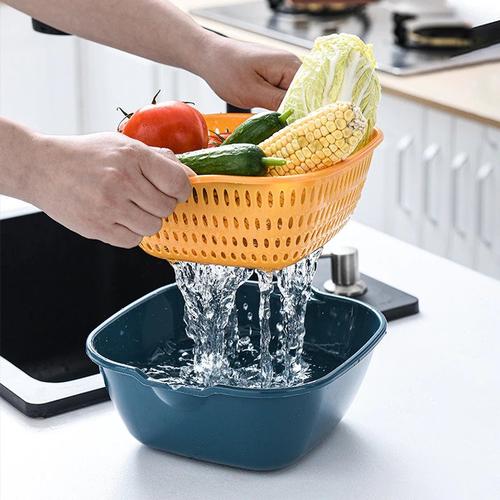 Small Kitchen Double Drain Basket with Handles