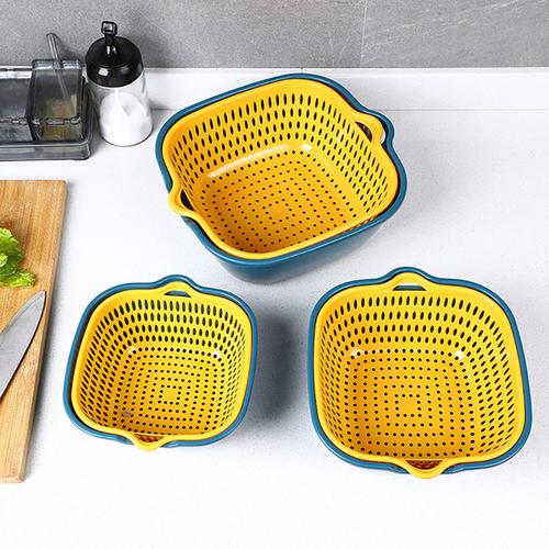 Small Kitchen Double Drain Basket with Handles