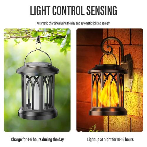 Solar Powered Flameless LED Flickering Wall Lamp for Garden, Landscape, and Christmas Decoration