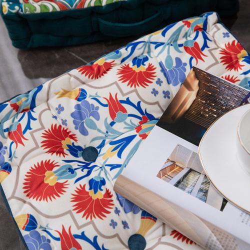 Square Fat Cushion Printing Thick Hip Pad Cushion Ethnic Style Cushion