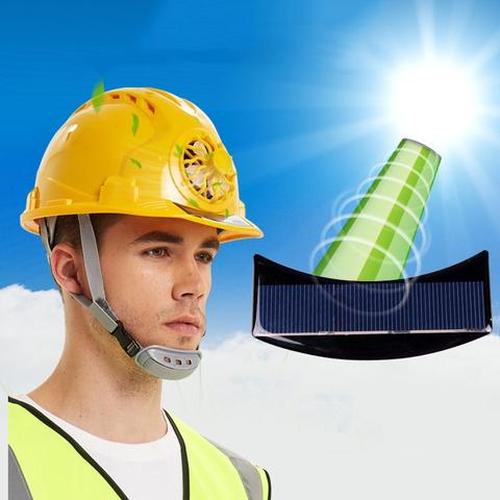 Vented Construction Hard Hat Helmet with Solar Powered Fan