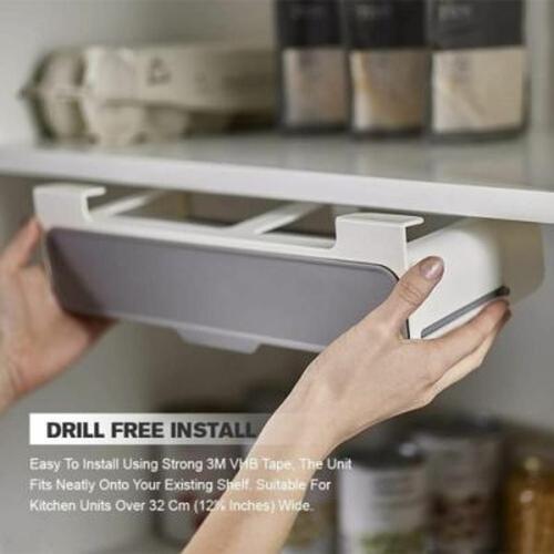 Wall-Mounted Under-Shelf Seasoning Bottle Storage Rack Spice Organizer Kitchen