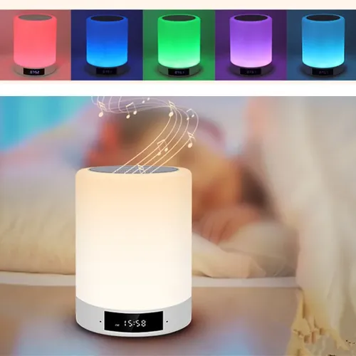 Wireless Bluetooth Bedside Table Lamp with Colorful LED Night Light and Touch Control for Kids