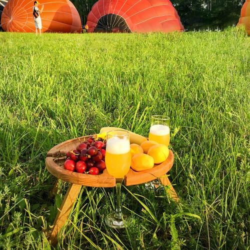 Wooden Outdoor Folding Picnic Table With Glass Holder